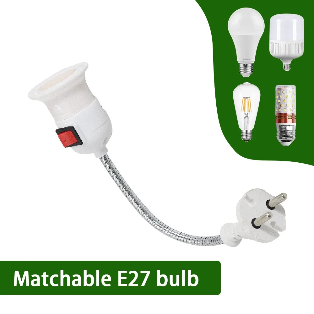 Convertidor de extensión Flexible para lámpara, adaptador de extensión de bombilla LED, enchufe de pared, soporte de Base de lámpara, enchufe europeo, E27