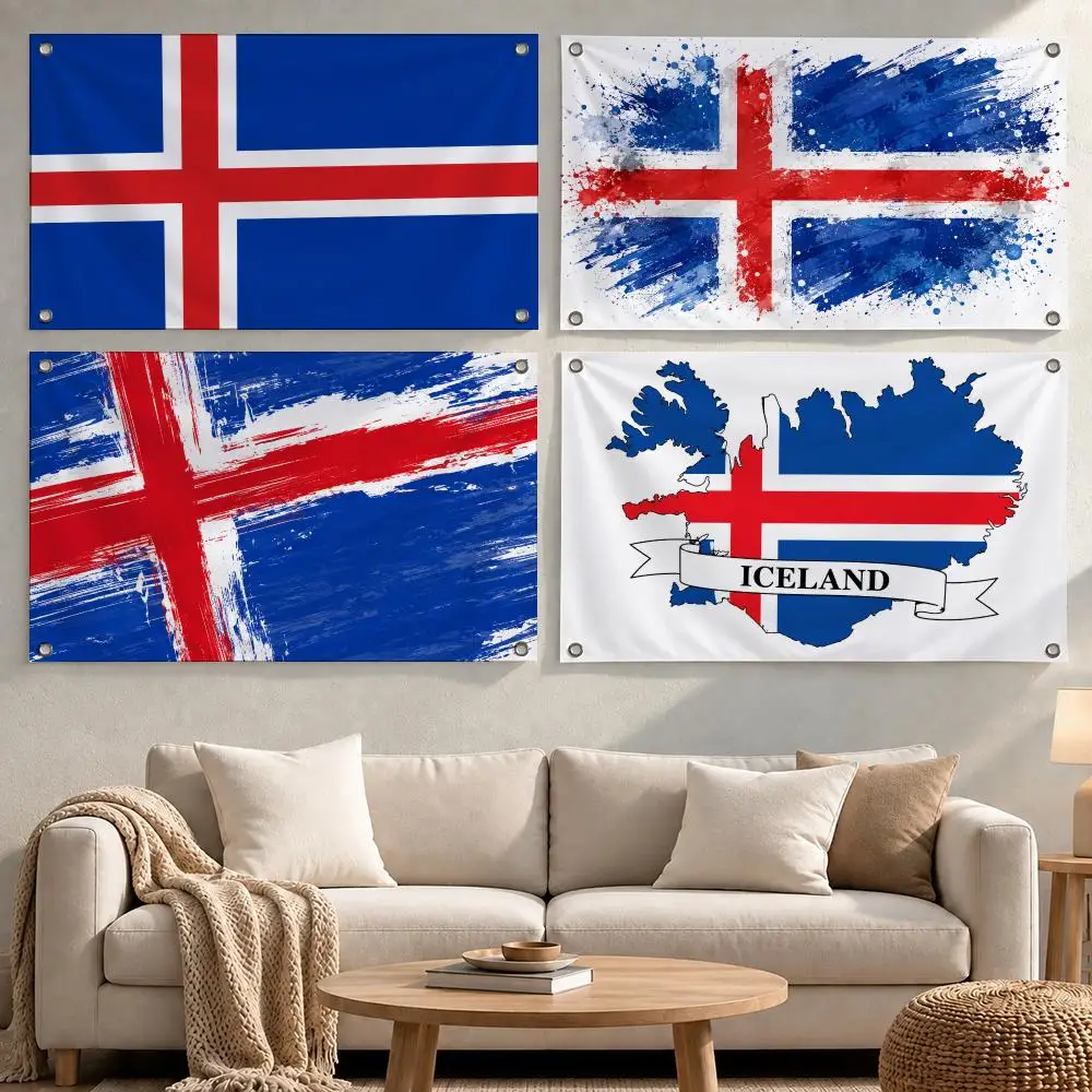 Country Iceland Flag Flags wall flag fabric hanging flag room decor apartment living room photo corner