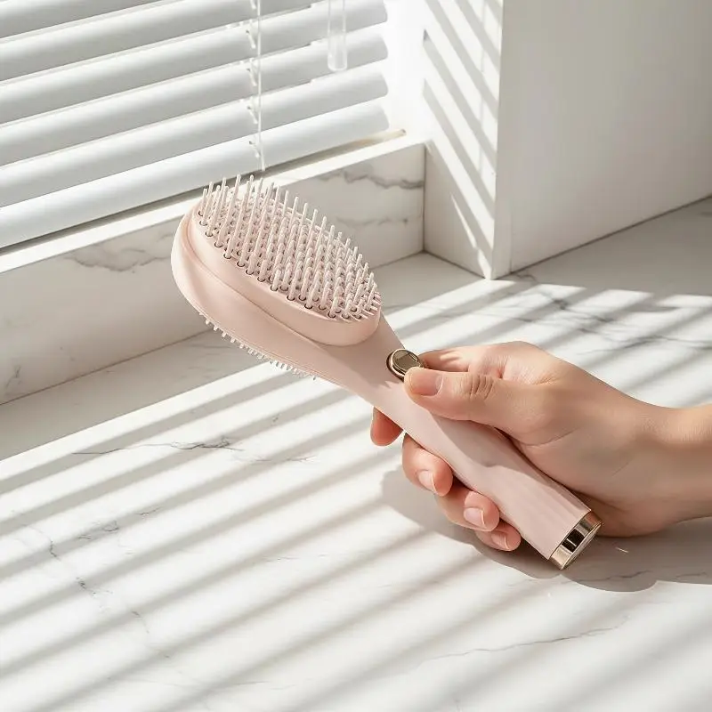 

Self Cleaning Detangling Hair Brush With Soft Massage Bristles And One Click Hair Removal For Home Travel Daily Hair Care