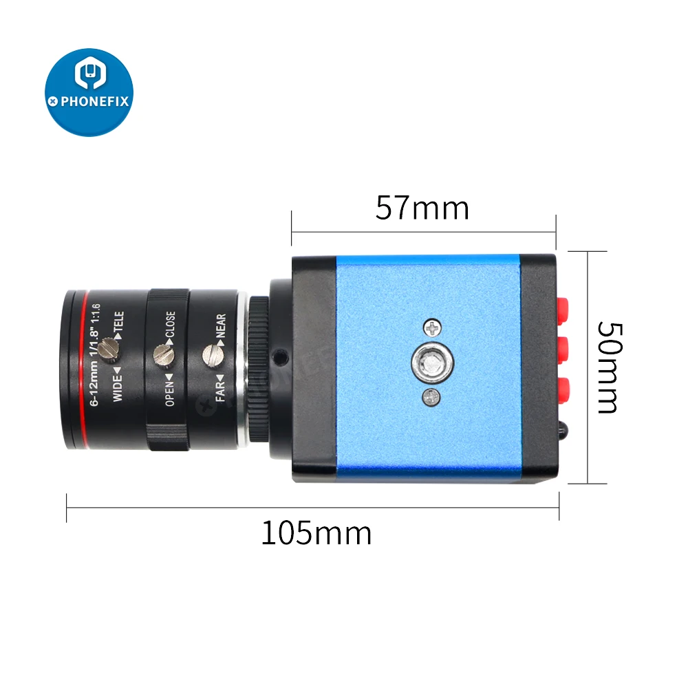 Cámaras Industriales HDMI, cámara de transmisión en vivo de 1/2.8 pulgadas, montaje F1.6 C con lente de 6-12mm para vigilancia de grabación de vídeo en vivo