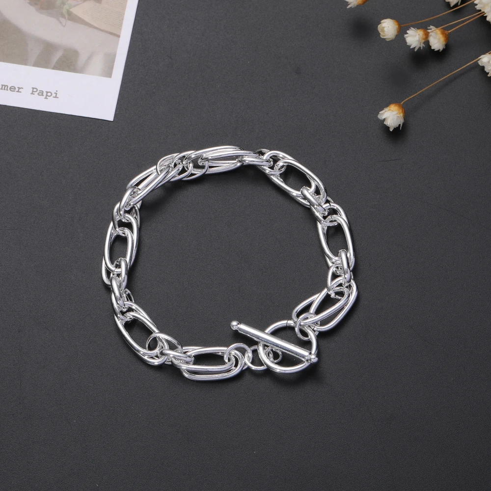 

Original 925 Sterling Silver Geometry Chain For Women Charms Bracelets Bangles Wedding Luxury Jewelry Jewellery Argent 925