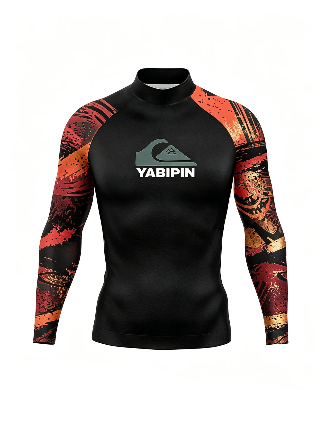 Surf Life Men’s Rash Guard Long Sleeve Stand Collar, Snug Fit Quick Dry for Surf Fishing Water Activities