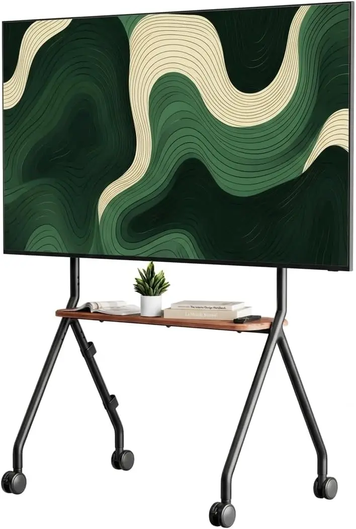 

Easel Rolling TV Stand for 49-80 Inch TV Screen up to 110 LBS, Portable TV Stand with Wheels, Rolling