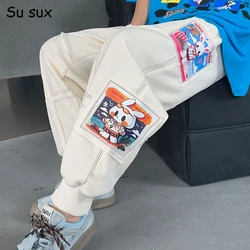 Cartoon Patchwork Oversize Pants Women 2024 Autumn Y2k Japanese Korean Trend Casual Long Trousers Jogger Pants Sweatpants