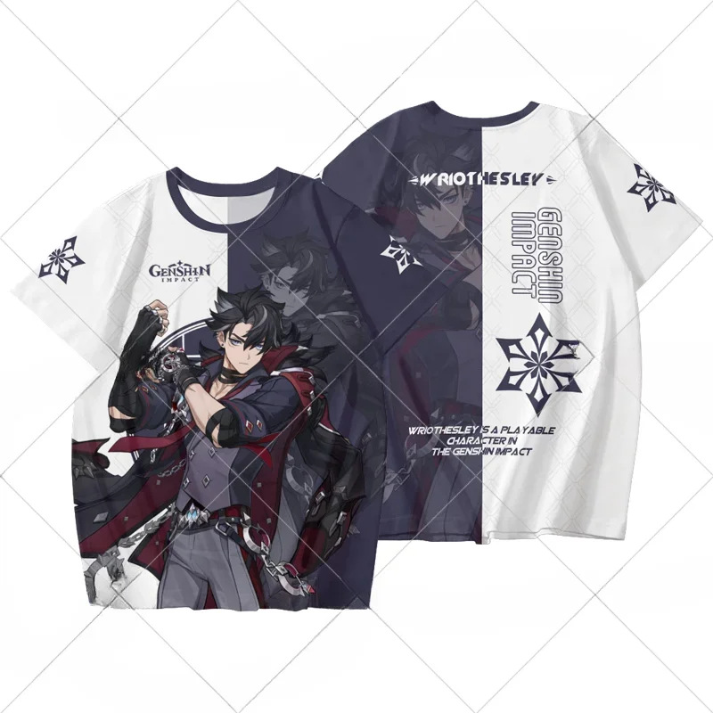 Camiseta con estampado 3D de Genshin Impact para hombre y mujer, traje de Arlecchino, Clorinde, Kinich, Kachina, Mualani, Sigewinne, Charlotte, Cosplay