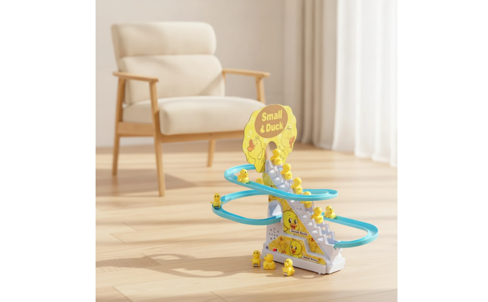 Electric Duck Climbing Stairs Toy Interactive Duck Climbing Stairs Toy Playset Flashing Funny for Toddlers, Playroom, Home