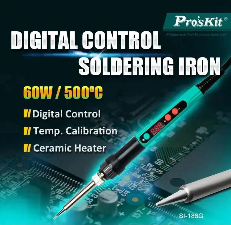 

Proskit SI-186G 60W 220V LED Intelligent Digital Display Temperature Control Electric Soldering Iron Precise Fast Heating Repair