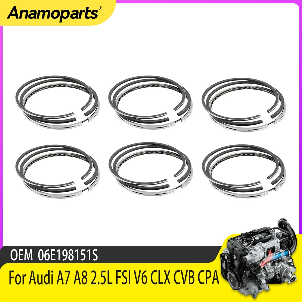 

6x Piston Rings For Audi A7 A8 2.5L FSI V6 CLX CVB CPA OE 06E198151S