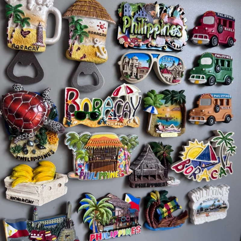 الفلبين مغناطيس الثلاجة Borakia شاطئ مانيلا CEBU السياحية تذكار الموز السلاحف البحرية جيبني ملصقات ديكور المنزل #4