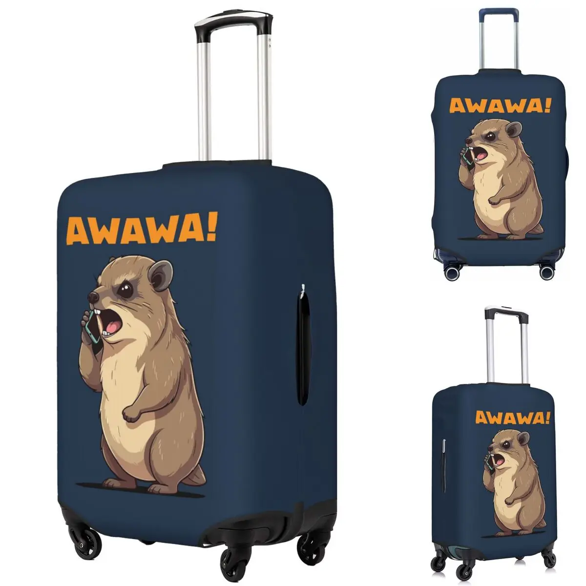 

Rock Hyrax Awawa On Phone Groundhog Dassi Suitcase Cover Protection Elastic Trip Luggage Protector Covers for 18-32 Inch