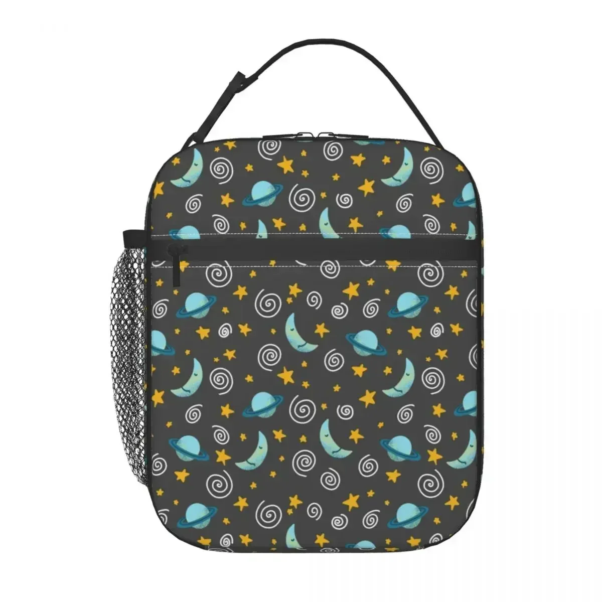 Moon And Stars Space Aliens Pattern Thermal Insulated Lunch Bag Women Resuable Lunch Tote for School Multifunction Food Box