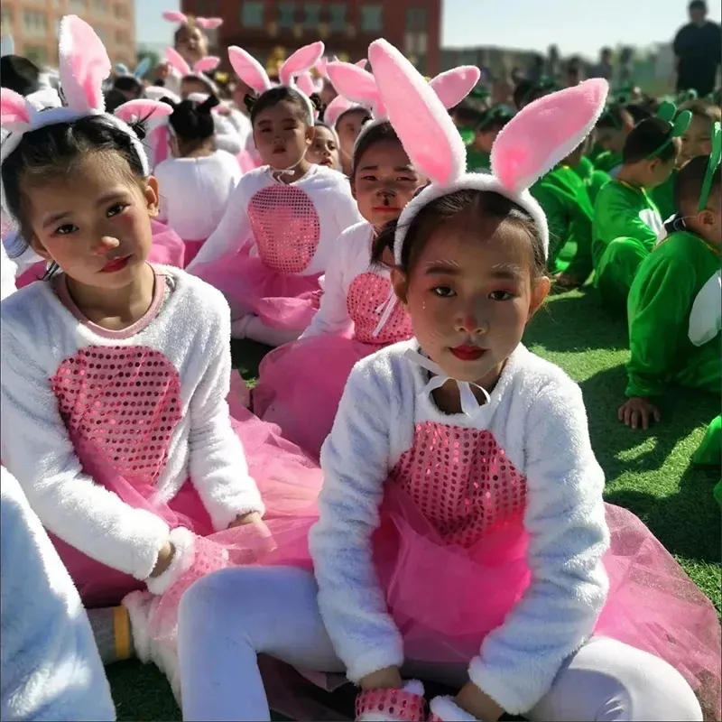 Sky02 4 قطع هالوين الأطفال عرض الحيوانات الملابس الأبيض أرنب تأثيري حلي بنين بنات الذئب اللباس الاطفال أرنب عيد الفصح Dan88Li