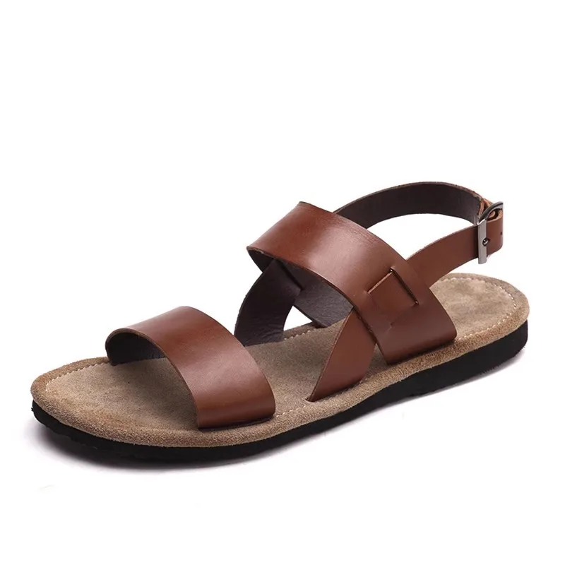 

Luxury Genuine Leather Mens Sandals Handmade Comfortable 2024 Summer New Fashion Breathable Outdoor Beach Shoessandalias Hombre