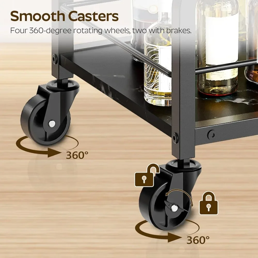 Bar trolleys, home bar trolleys, small bar trolleys on wheels, beverage trolleys, home bars service trolleys with glass shelves