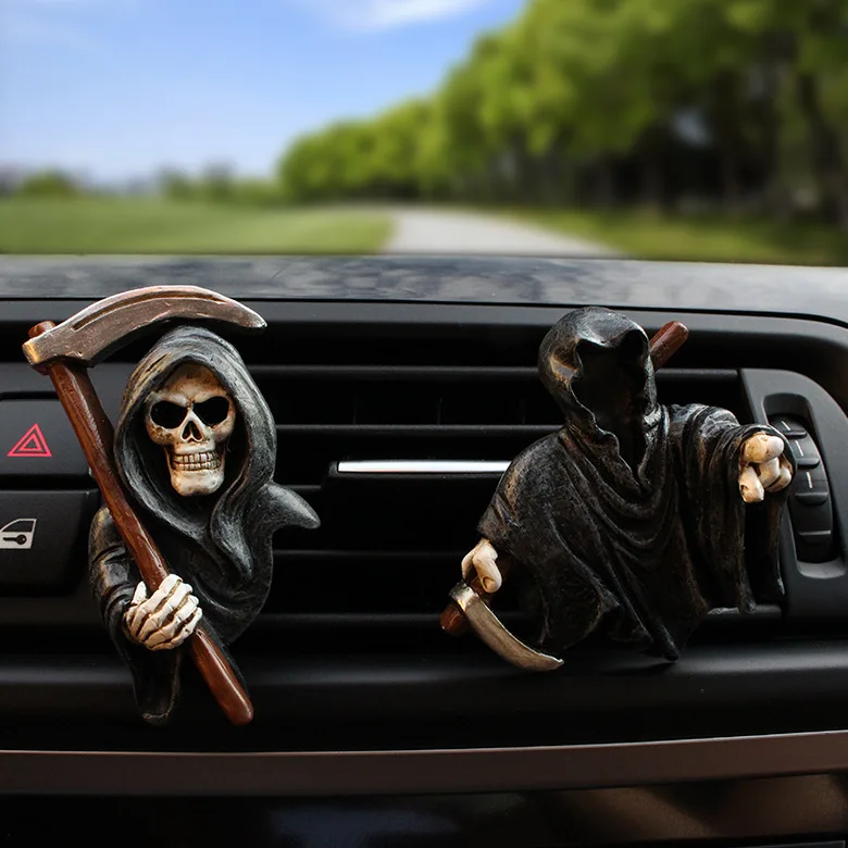 3pcs/set Grim Reaper Car Air Freshener Clip - AC Vent Decor with Scented Card