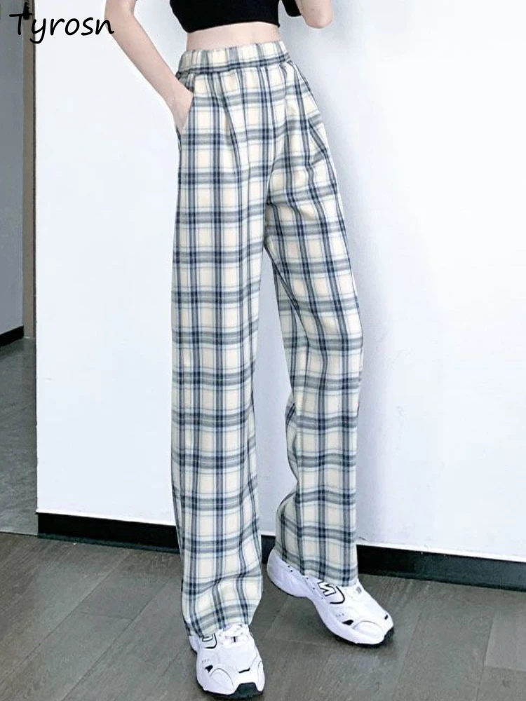 

L-6XL Pants Women Comfortable Leisure Classic Plaid Fashion Simple All-match Students Ulzzang Prevalent Loose Daily Streetwear