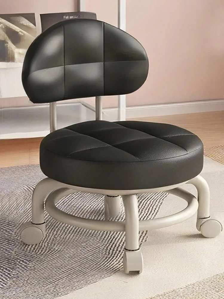 Polea de respaldo para cambiar zapatos, taburete redondo, silla de pedicura, taburete bajo de trabajo, taburete de oficina, taburetes de limpieza de suelo, muebles de salón
