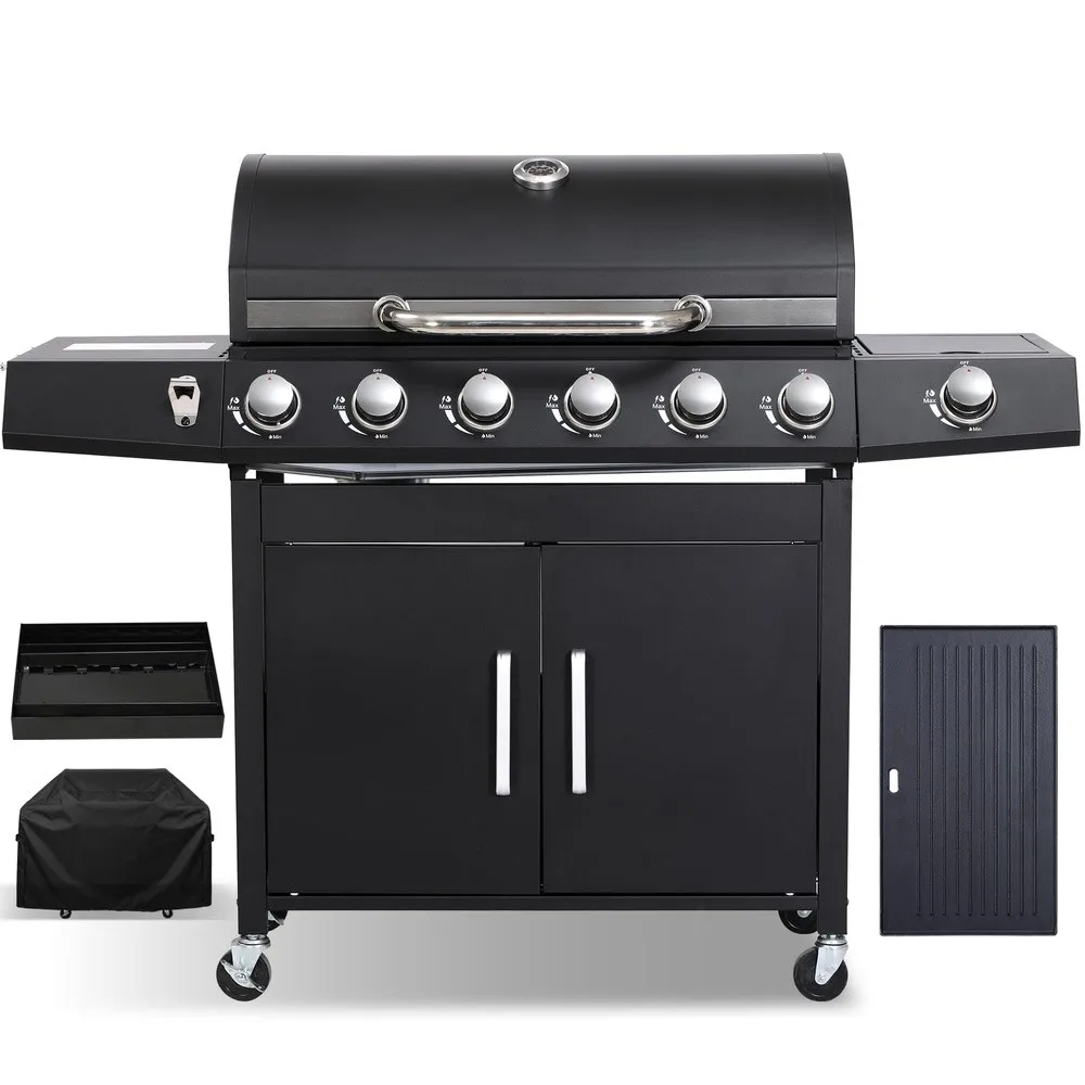 6 Burner Propane Gas Grill and Griddle Combo with Side Burner