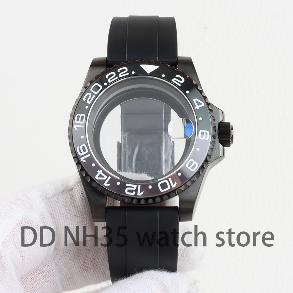 

Black NH35 Case and Rubber Strap Sapphire Waterproof for NH34 NH35 NH36 movement 28.5mm Dial Submariner GMT Watch Cases 41mm
