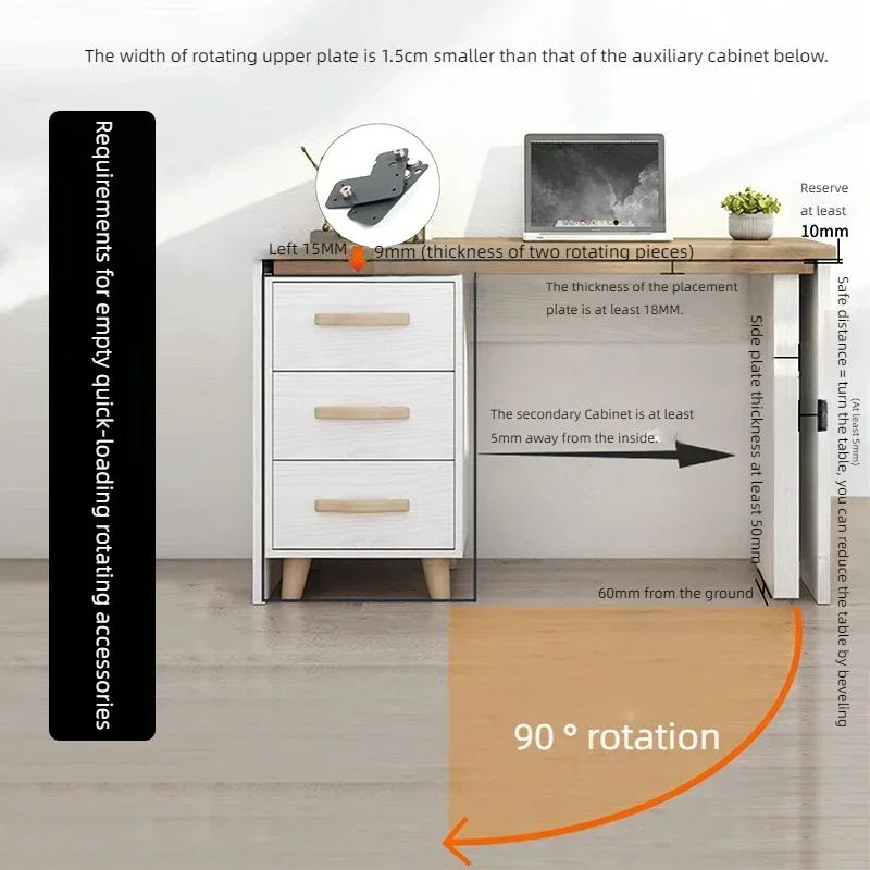 90 degree Sliding Dining Table Countertop Connector Furniture Hinges Multifunctional Rotating Table Accessories Bar Desk