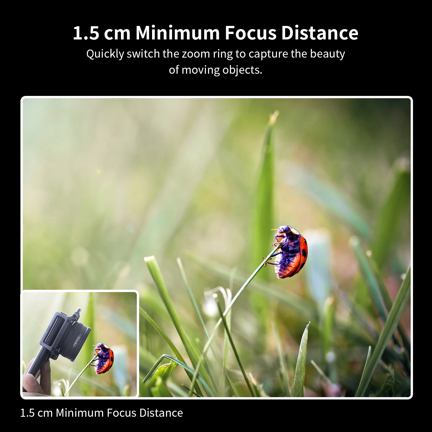 APEXEL 10X-20X Zoom Mobile Phone Macro Lens 37MM Thread Phone Lens Support Eye Macro Photography with  Universal Stretching Clip