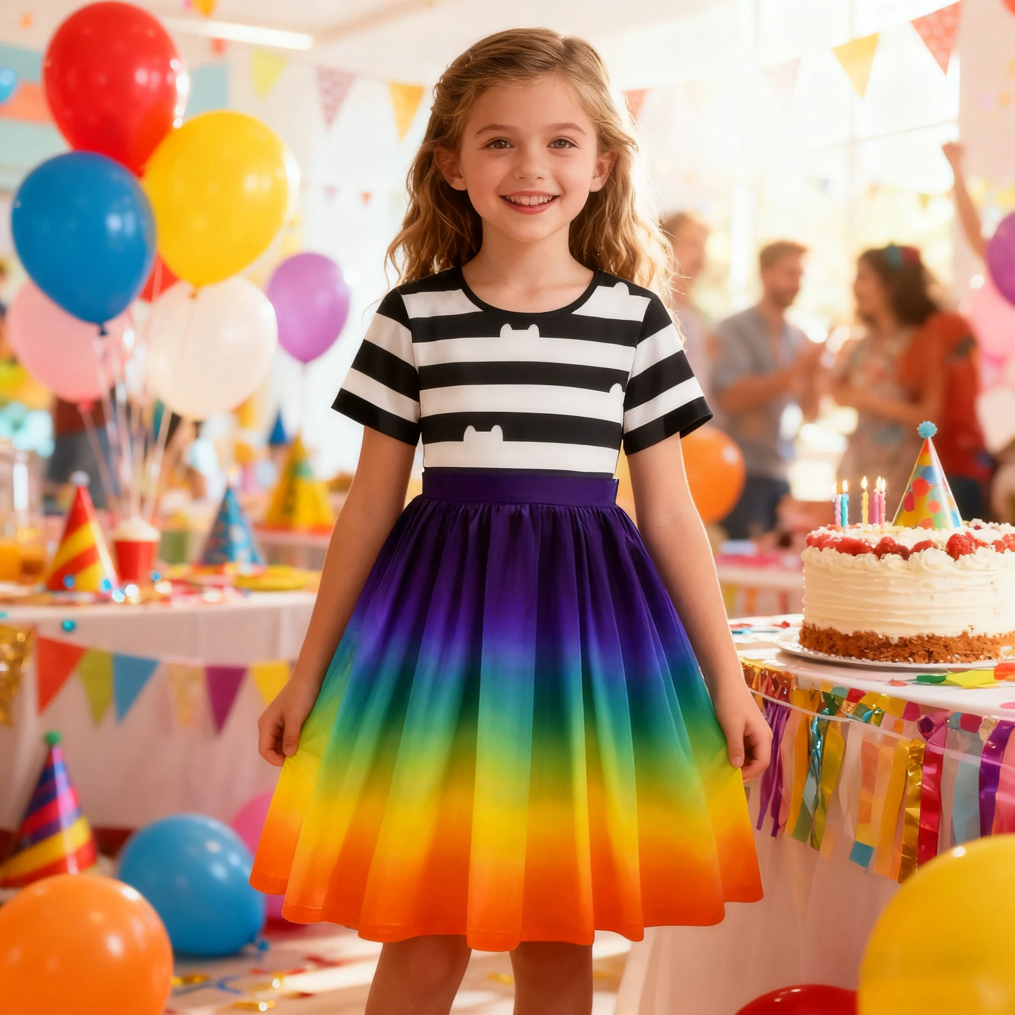 Mädchen-Regenbogenkleider, Cartoon-Haus-Prinzessinnenkleid für Kleinkinder, Sommerkleid, schicke Karnevalsparty- und Weihnachtskleidung