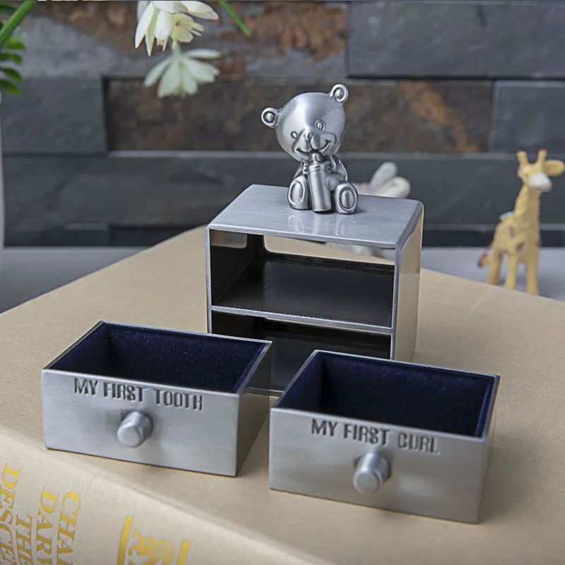 Metal Storage Boxes, European-style Baby Hair Boxes, Baby Tooth Boxes, Drawer-style Collection Boxes, Children's Gifts