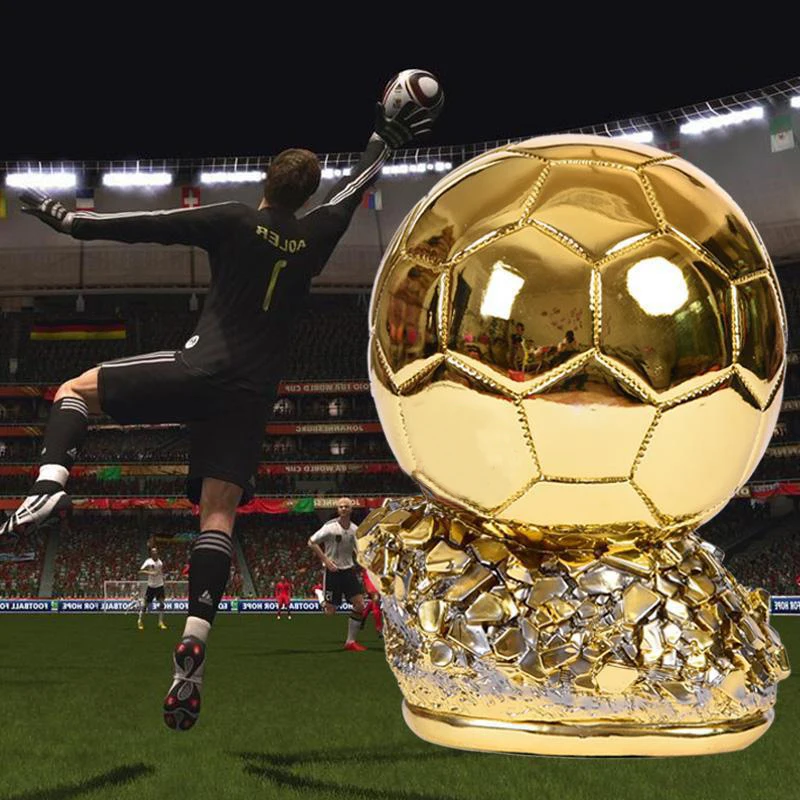 Golden Ball Trophy Custom Football Final Shooting Athlete Electroplating Model Resin Soccer Cup Fans Collectibles Souvenirs Gift