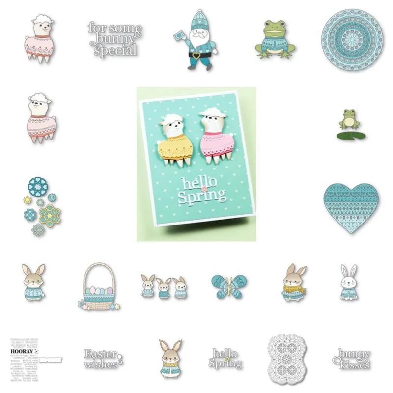 Floral Easter Basket Bunny Spring Heart Frog  Metal Cutting Dies Silicone Stamps Scrapbooking Stencil Photo Album Card DIY Paper