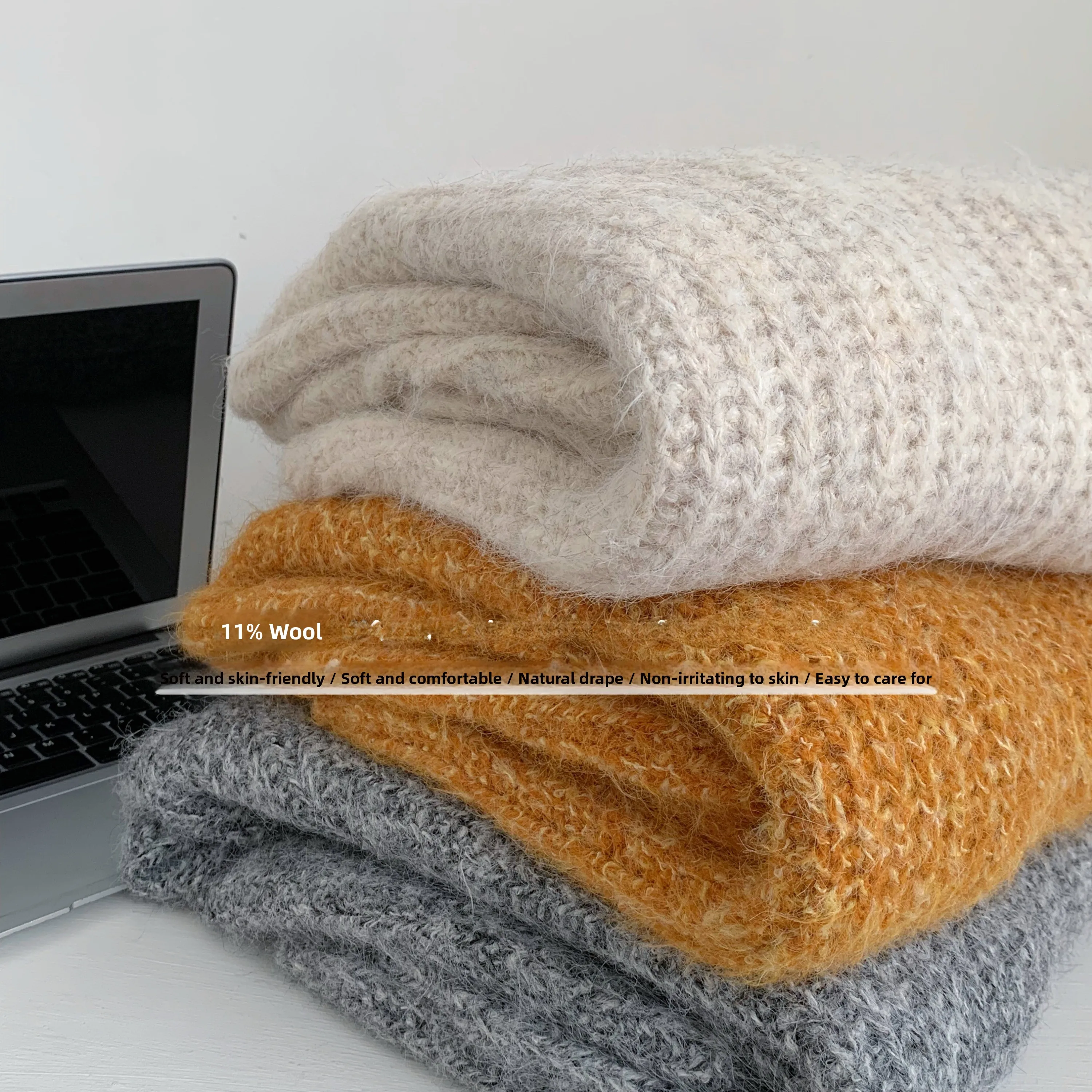 เสื้อสเวตเตอร์ไหมพรมถักแบบยาว สไตล์เกาหลี สีพื้น ผ้าฝ้ายเนื้อนุ่ม สวมใส่สบาย ทรงหลวม ใส่เป็นเสื้อตัวในหรือตัวนอกได้