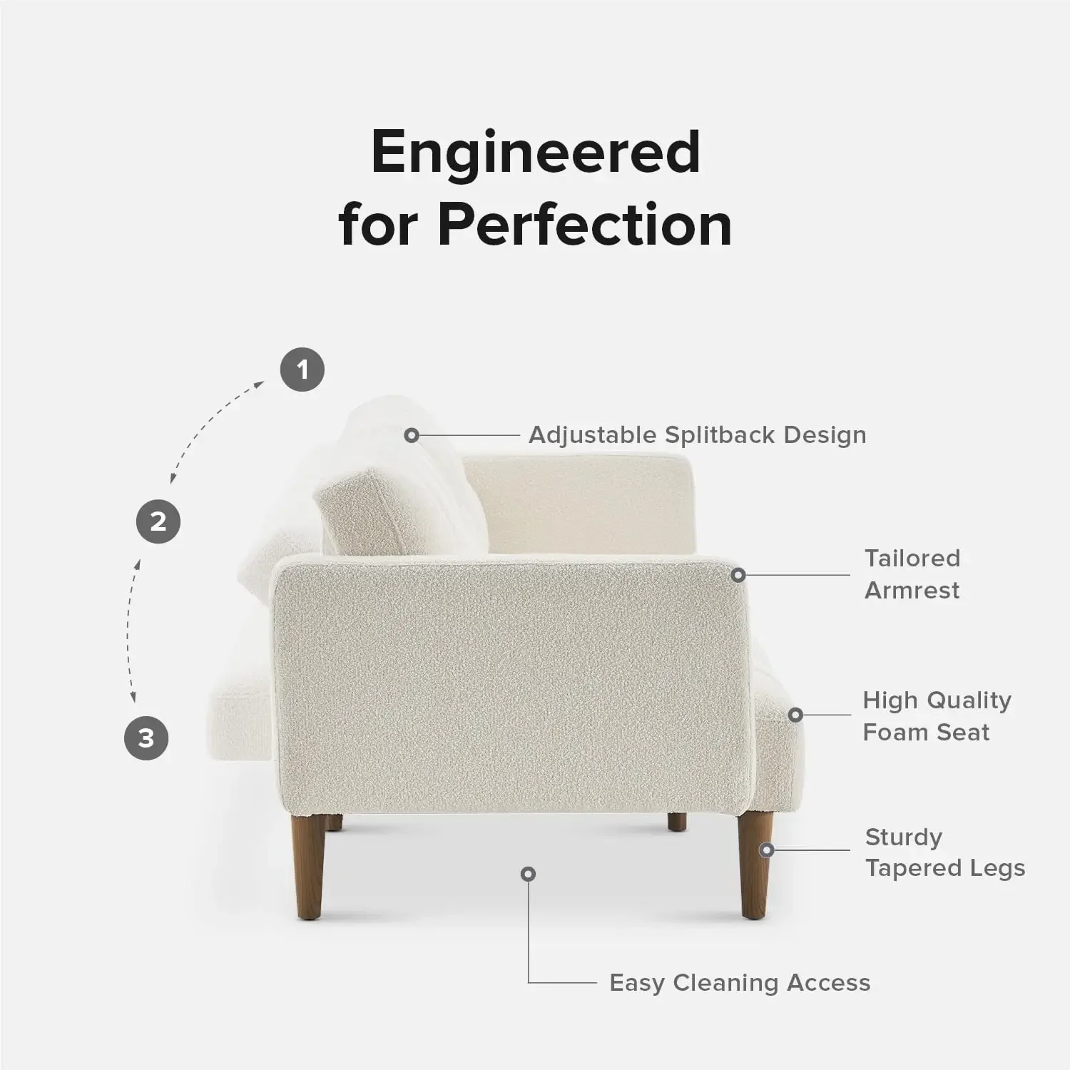 Aaron bank, kleine bank, futon, slaapbank, slaapbank, loveseat, moderne futonbank uit het midden van de eeuw, bank Cama, banken voor L