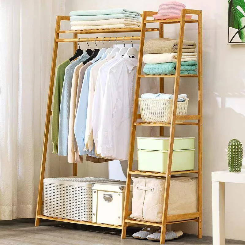 Floor-to-ceiling bamboo hanger Multifunctional storage hanger Living room bedroom Home
