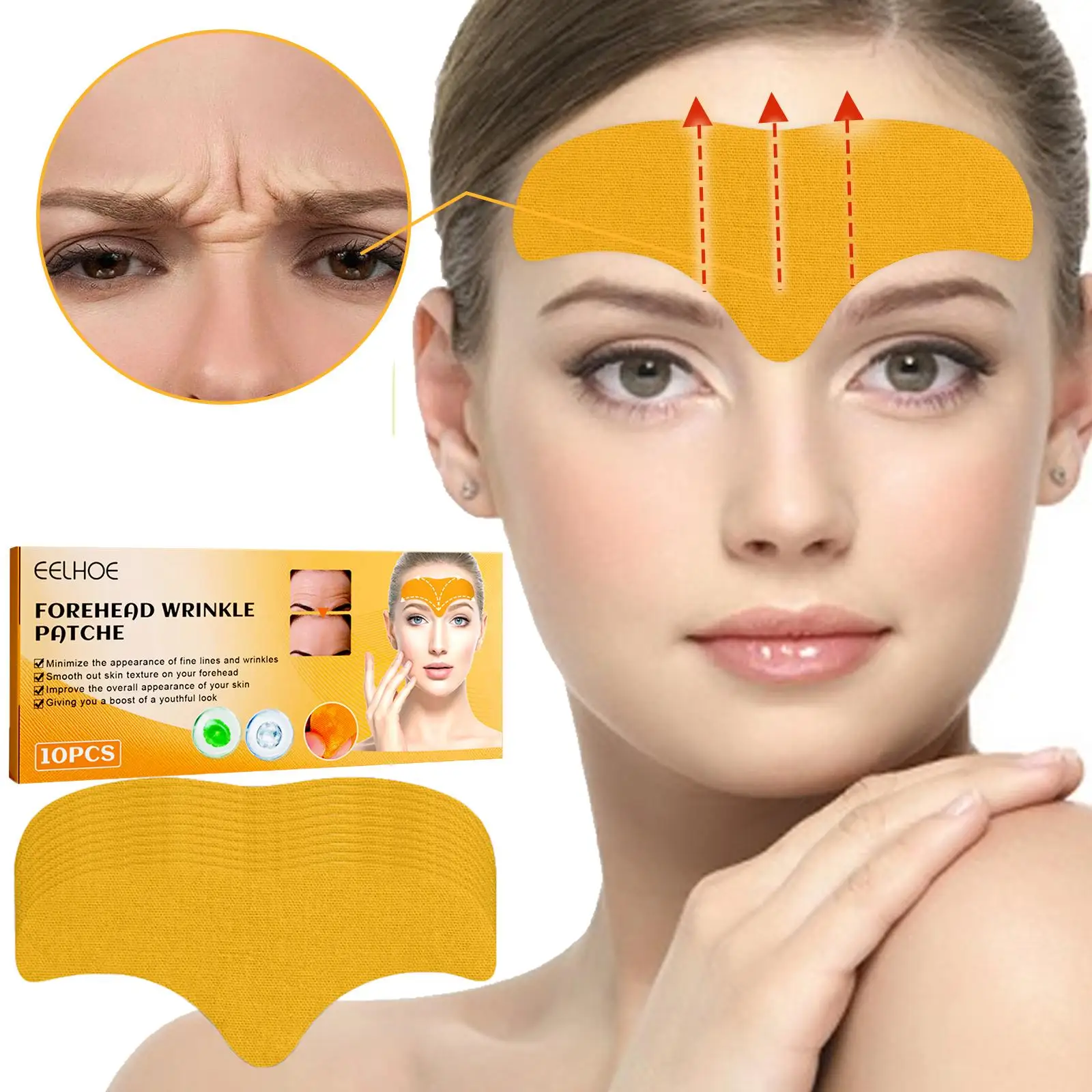 10 stücke Kollagen Stirn Falten Patches Gesicht Maske Kopf Linien Entferner Masken Heben Anti-Aging Stirn Linie Entfernung Gel Patch