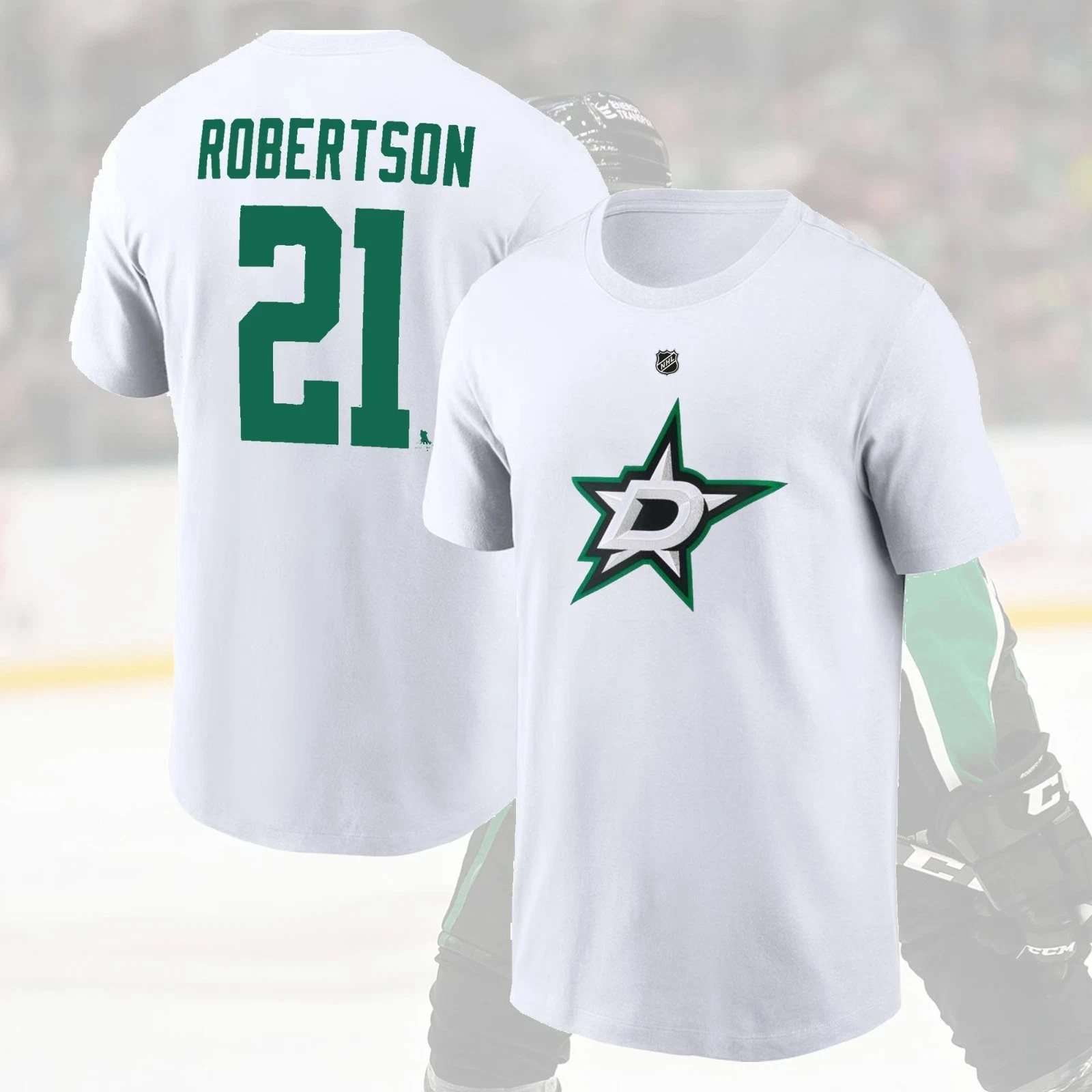 Jason Robertson #21 Dallas Stars 2026 Player Name & Number Fan Gifts 2026 Summer New Men Women Cotton T-shirt Street Wear Y2K