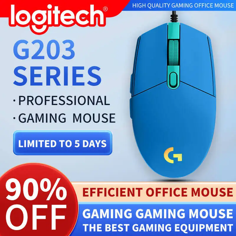 ماوس ألعاب احترافي من لوجيتك G203 مع استجابة حساسة وتصميم مريح للرياضات الإلكترونية