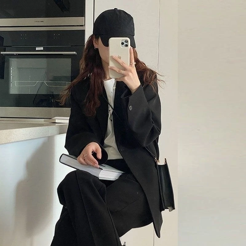 سترة نسائية فضفاضة باللون البيج للربيع والخريف سترة غير رسمية على الطراز الكوري ملابس الشارع الشهير للطلاب #2