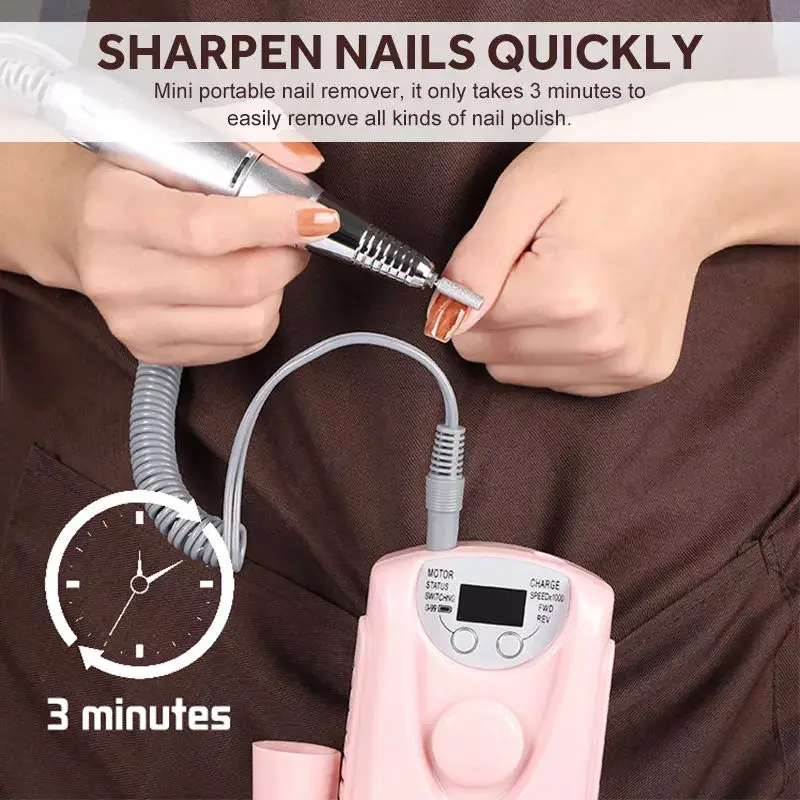 1 Set Electric Nail File Excellent Electric Nail File Machine with Nail Drill Bits Set Lightweight Polishing Machine