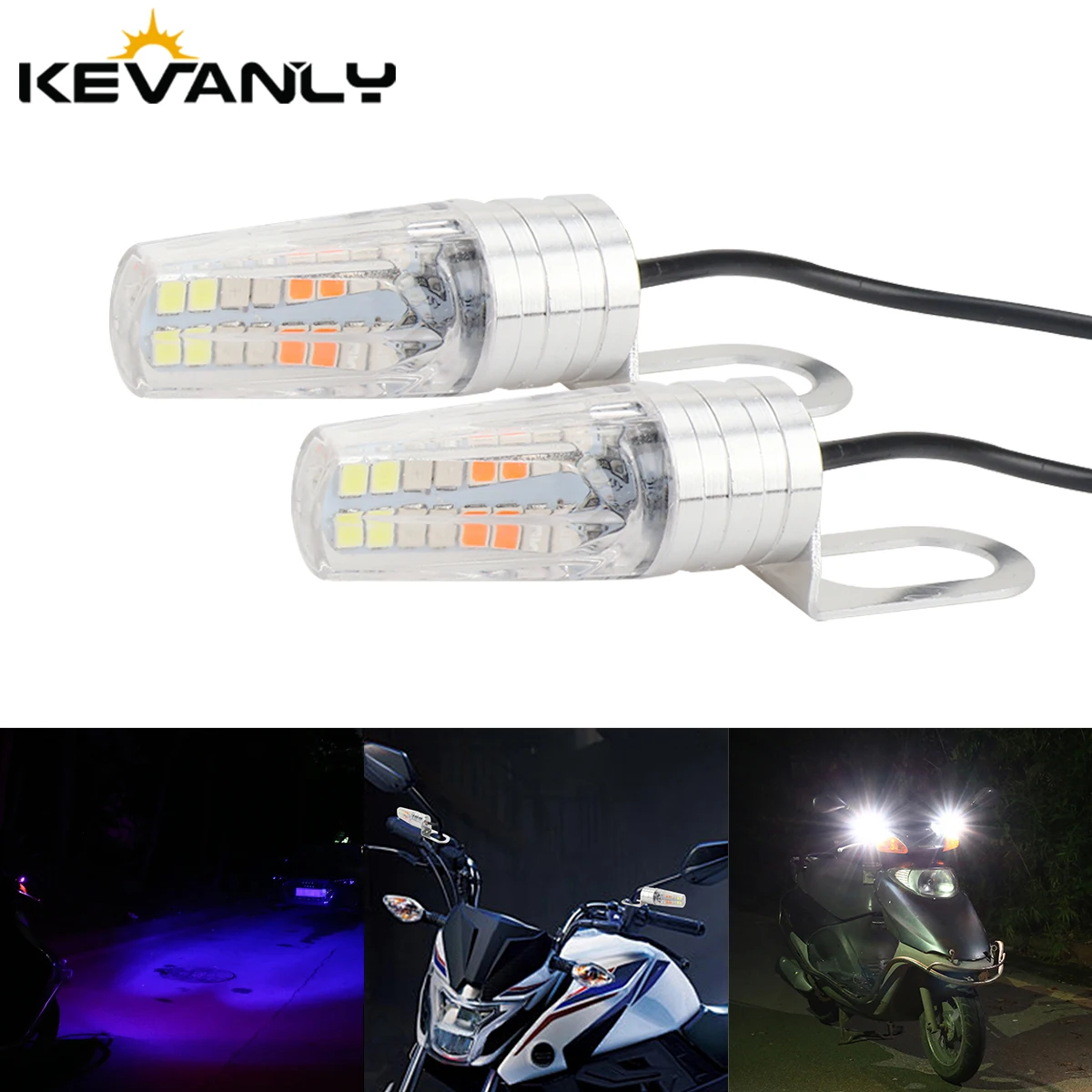 

2pcs Motorcycle LED Strobe Rearview Mirror Light Flashing Safety Warning Light 4 Color Super Bright DRL Driving Signal Light