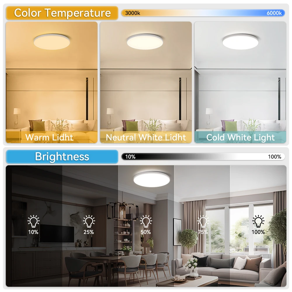 Smart LED Ceiling Lamps Bluetooth APP Control Ceiling Light 110-265V Dimming RGB Panel Light Ceiling Lamp Bedroom Light Fixture