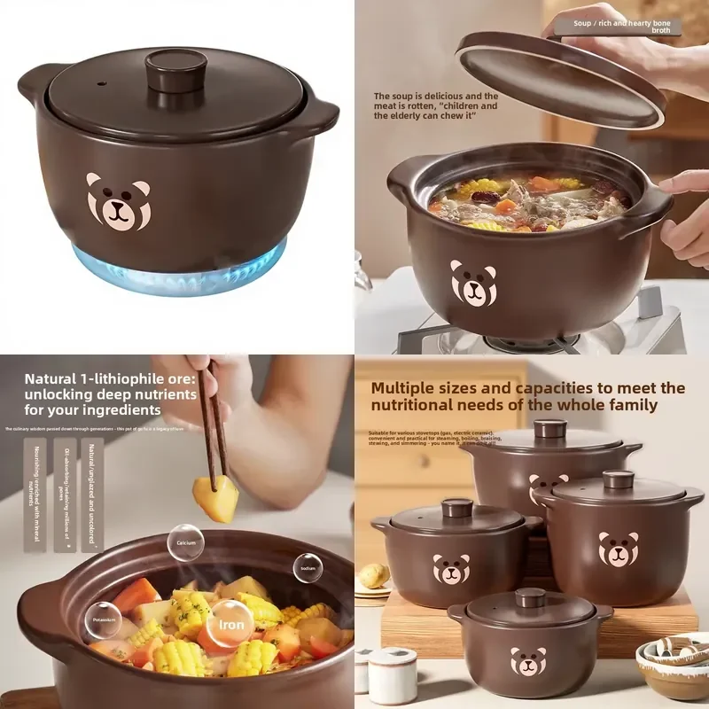 for High Temperature Resistant Uncoated Clay Pot Small Earth Stew Pot   Stove New Chinese Style Cookware