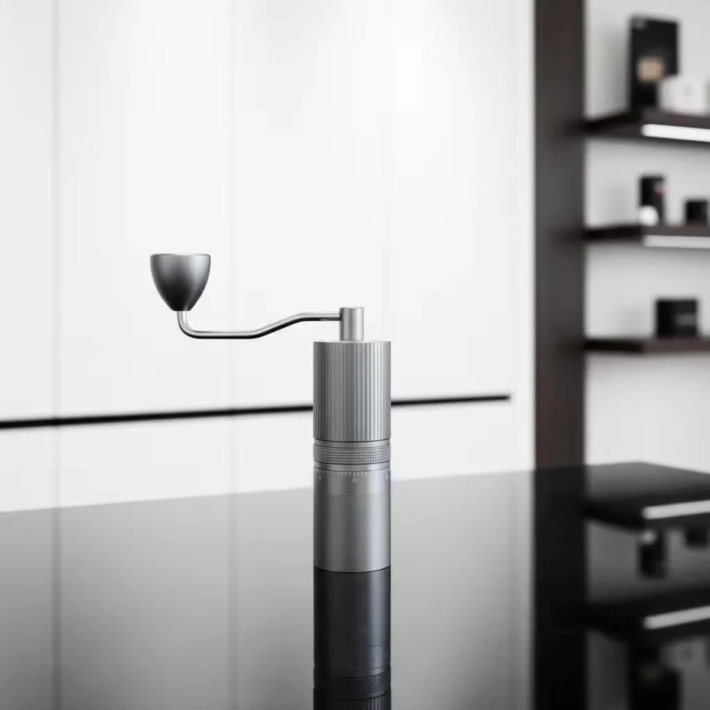 High-end Design Hand-cranked Aluminum Alloy Manual Coffee Grinder with Stainless Steel Suitable for Carrying on a Trip