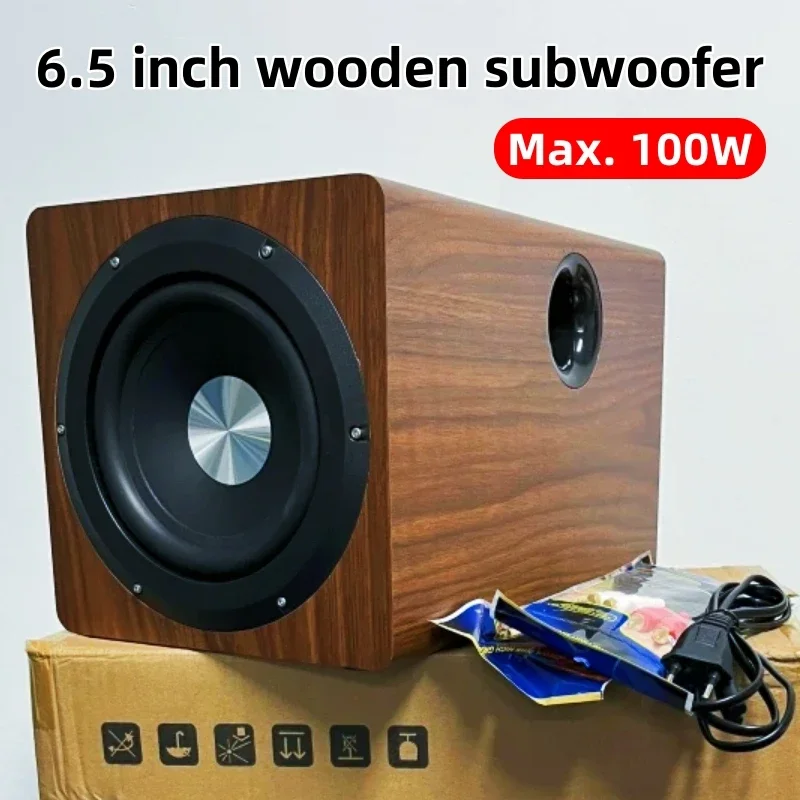 Ibass Wooden 6.5 Inch Professional 100W High Performance Pure Bass Active Subwoofer Bookshelf Hi-Fi Home Theater System SU650D