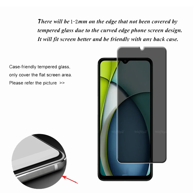 4szt Dla Redmi A3 Szkło Xiaomi Redmi A3 Szkło hartowane 9H Prywatność Anti-Spy Osłona Klej Ochraniacz ekranu Redmi A3 A3X — zdjęcie produktu 3