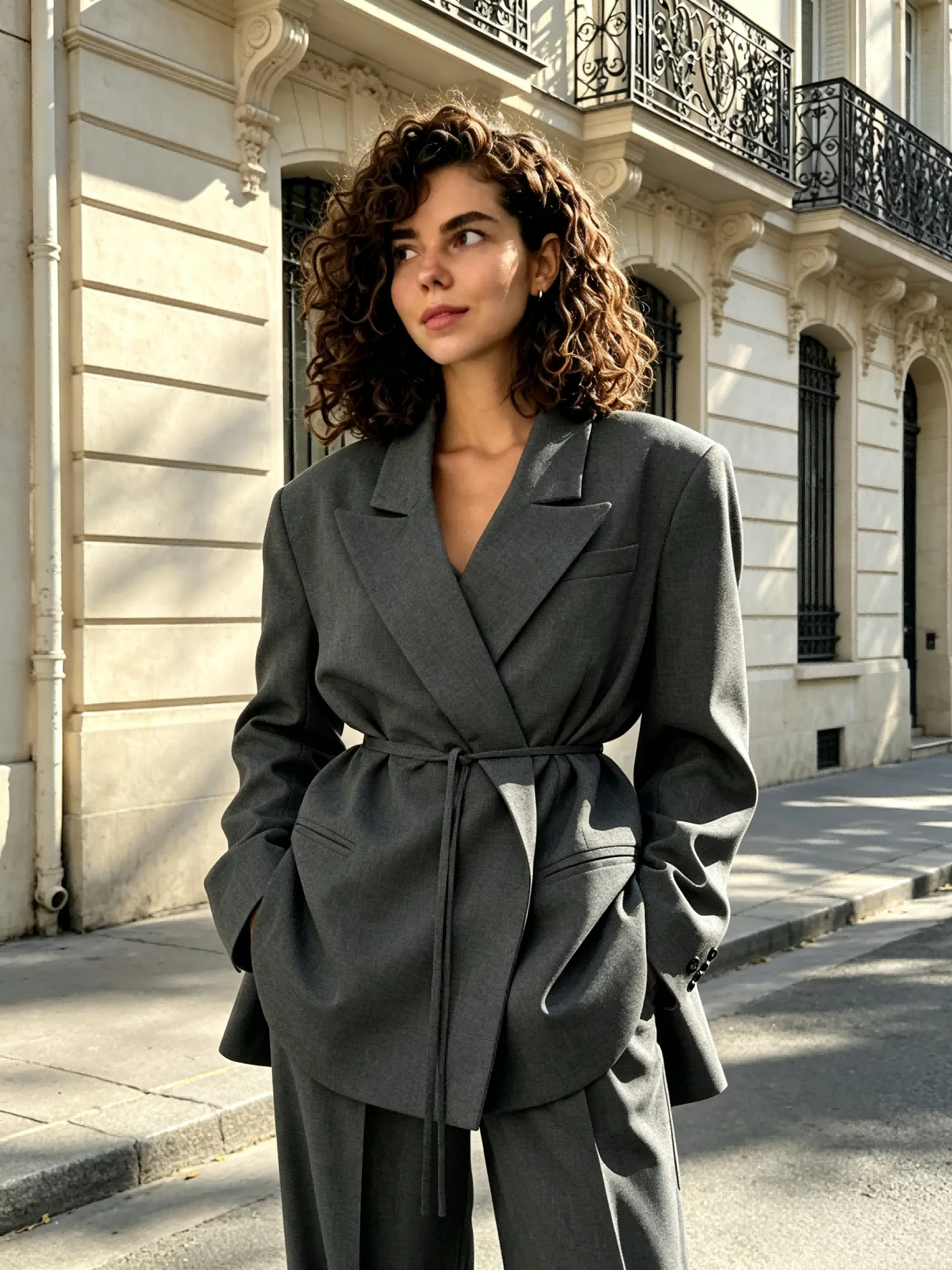 Bornladies Eleganter Damen-Wickelanzug 2026 Neue Serie Verstellbare Schnürjacke Geeignet für den täglichen Pendelverkehr im Herbst und Winter – Detail 6