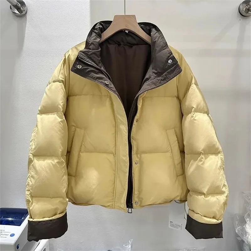 

Женская зимняя хлопковая куртка: новая модная короткая парка с толстым воротником-стойкой, защита от холода, сохранение тепла, универсальное пальто