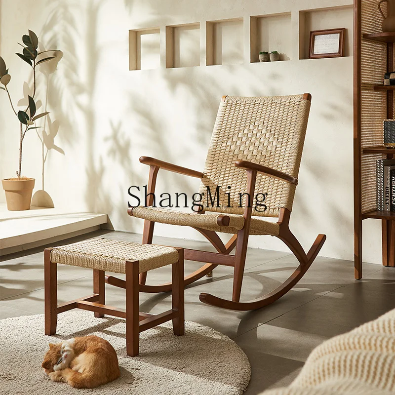 CL الروطان الحرفي المنزل الترفيه في الهواء الطلق شرفة الروطان كرسي متأرجح بسيط الحديثة كرسي من الخشب الصلب #2