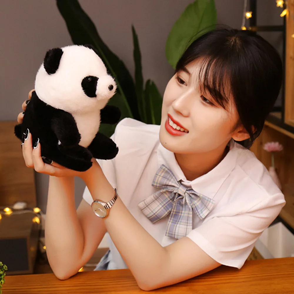 18Cm Kawaii Pluche Panda Speelgoed Mooie Kussen Panda Met Bamboe Bladeren Gevuld Zacht Dier Beer Mooi Verjaardagscadeau Voor kinderen