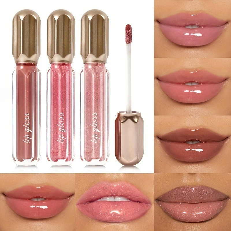Mirror Pearl Lip Gloss Waterproof Long Lasting Moisturizing Lipstick Shine Glitter Lip Glaze Women Non Stick Cup Lip Tint Makeup