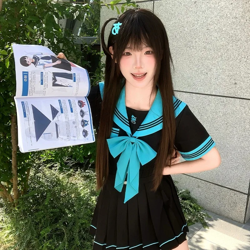 Japanese College Uniform Set High Quality School Student Sailor Outfit Short Sleeve JK Uniform Cosplay Seifuku Costume for Women