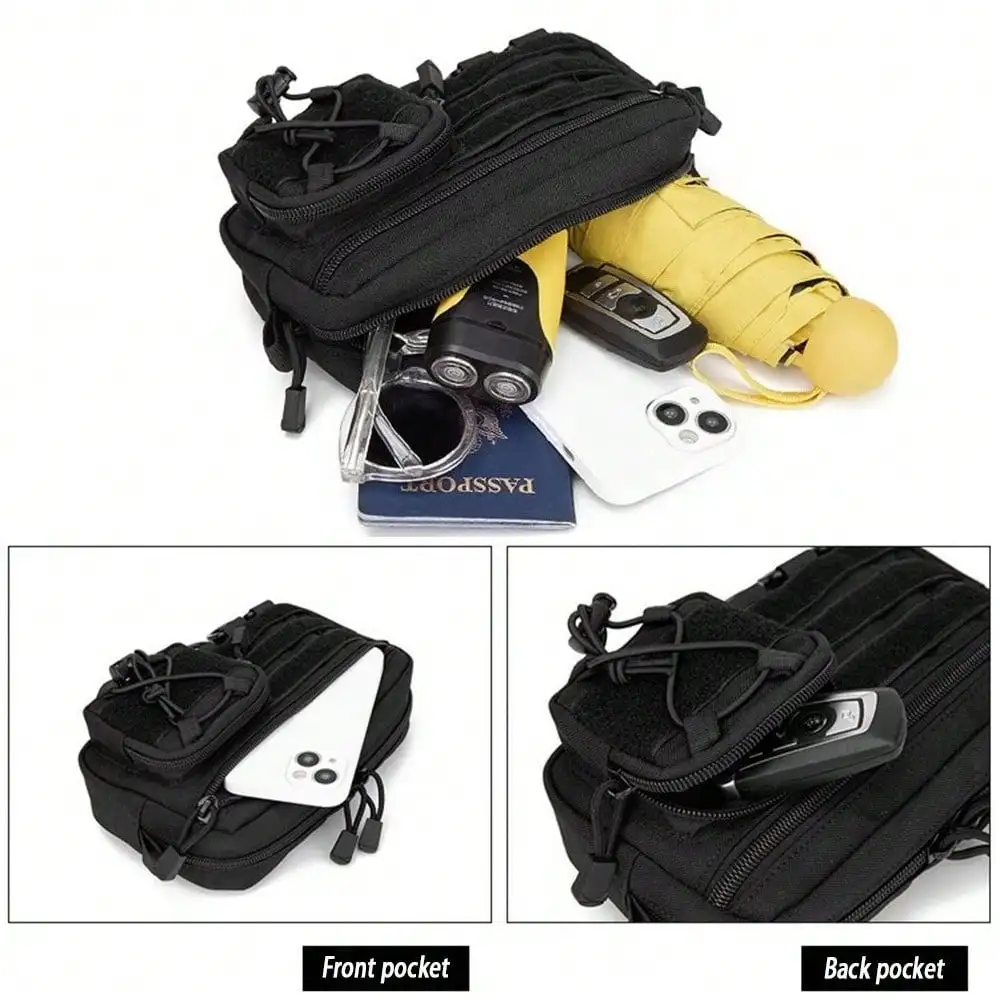 حقيبة خصر MOLLE للرياضات الخارجية، حقيبة خصر تكتيكية متينة EDC، حقائب صيد محمولة متعددة الجيوب